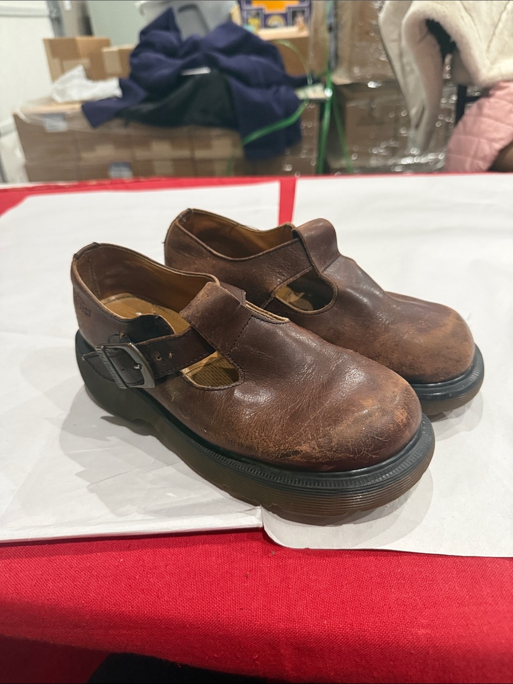 Dr. Martens Brown Leather Mary Jane Clog with Buckle
